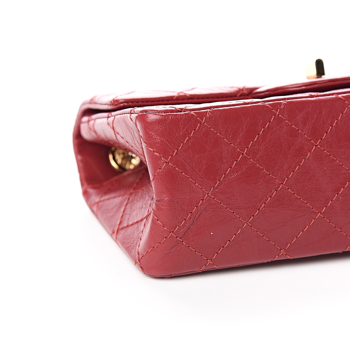 Aged Calfskin Quilted 2.55 Reissue Mini Flap Red
