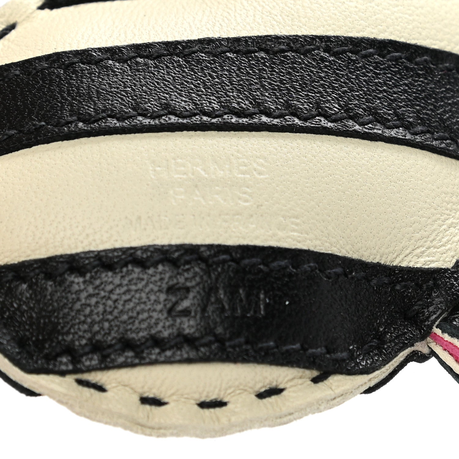 Hermes Milo Lambskin Geegee Savannah Bag Charm Craie Black Rose Mexico 3 of 4