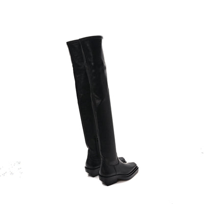Bottega Veneta Calfskin Nappa Lean Over The Knee Boots 36 Black 4 of 6