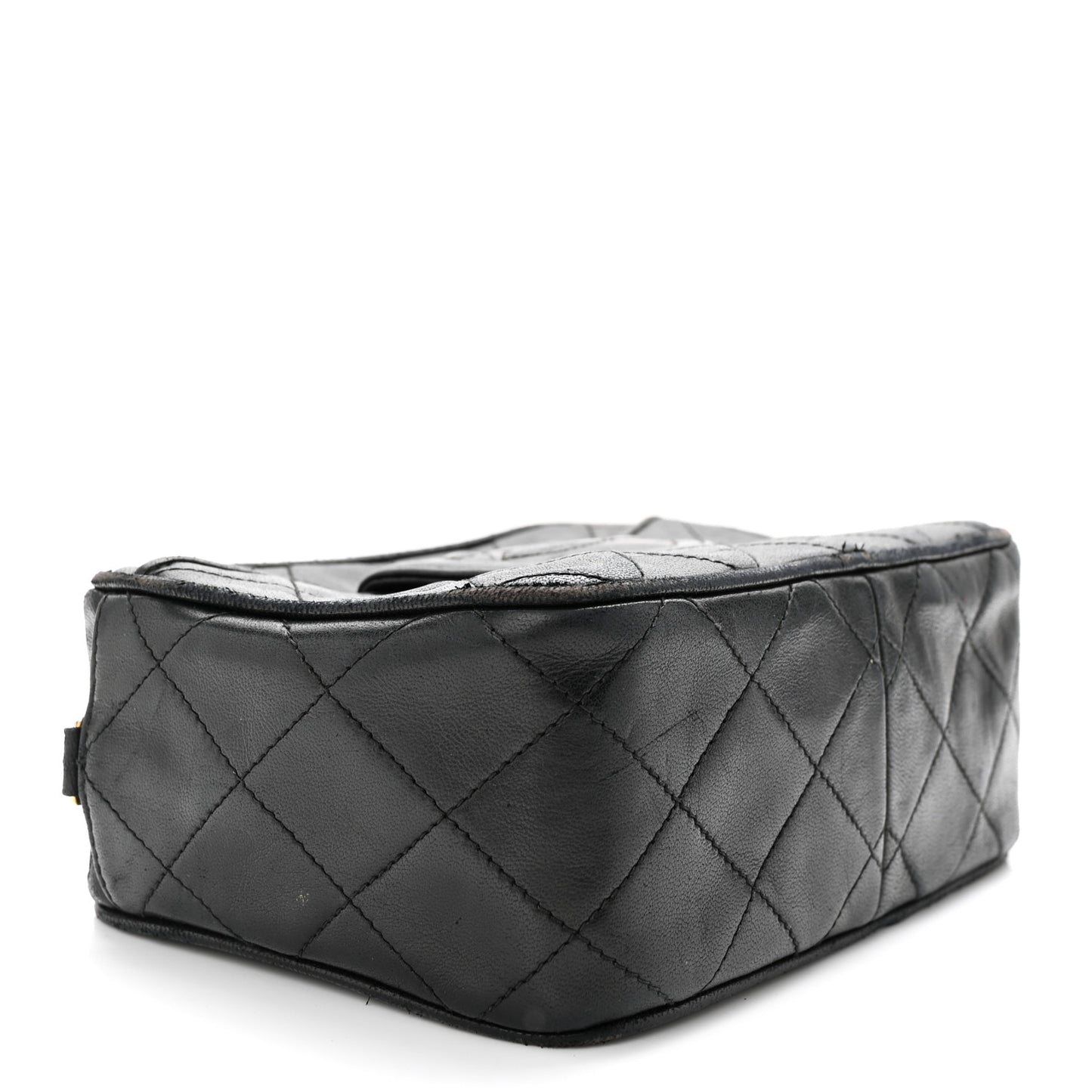 Lambskin Quilted CC Tassel Camera Case Black