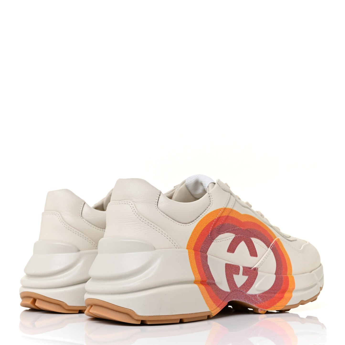 Calfskin Interlocking G Heart Rhyton Sneakers 35 Mystic White