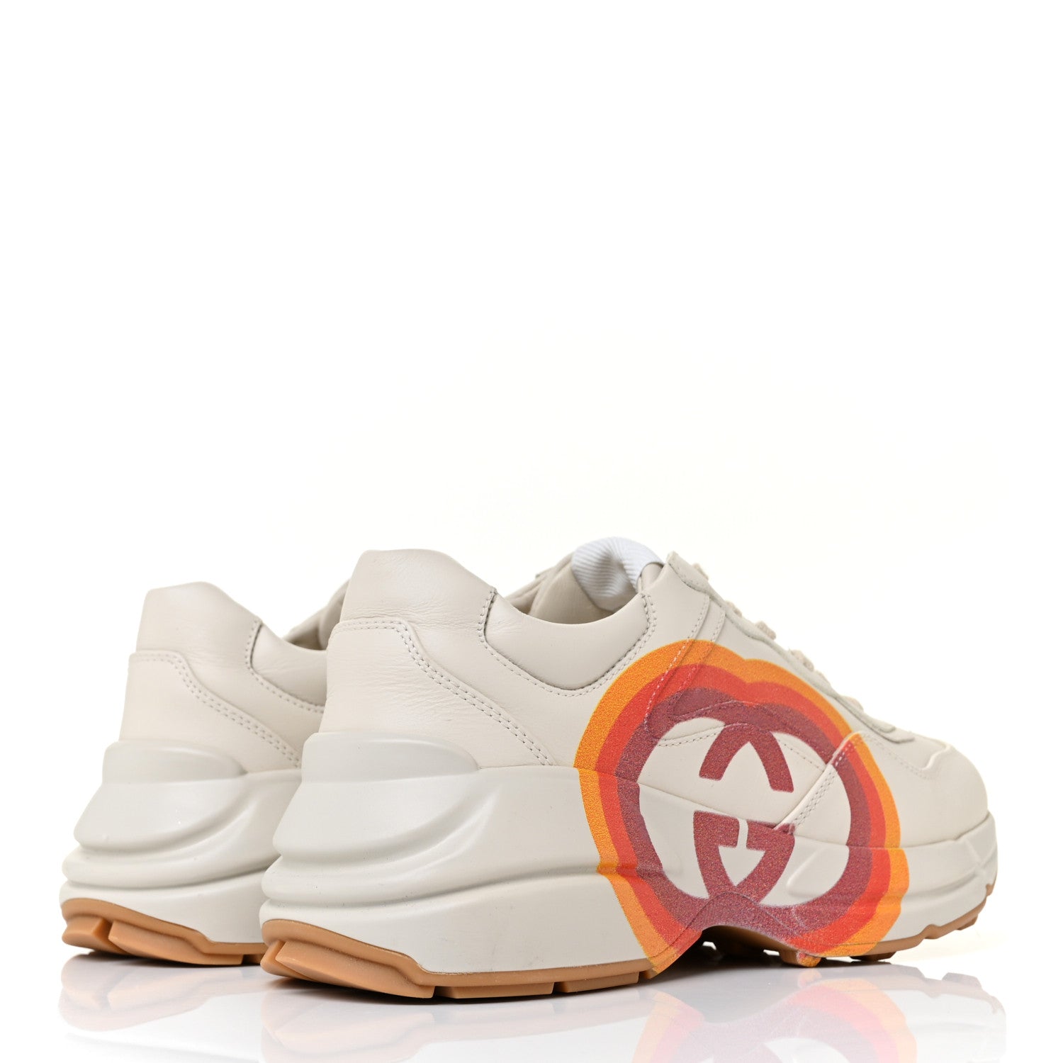 Gucci Calfskin Interlocking G Heart Rhyton Sneakers 35 Mystic White 4 of 7