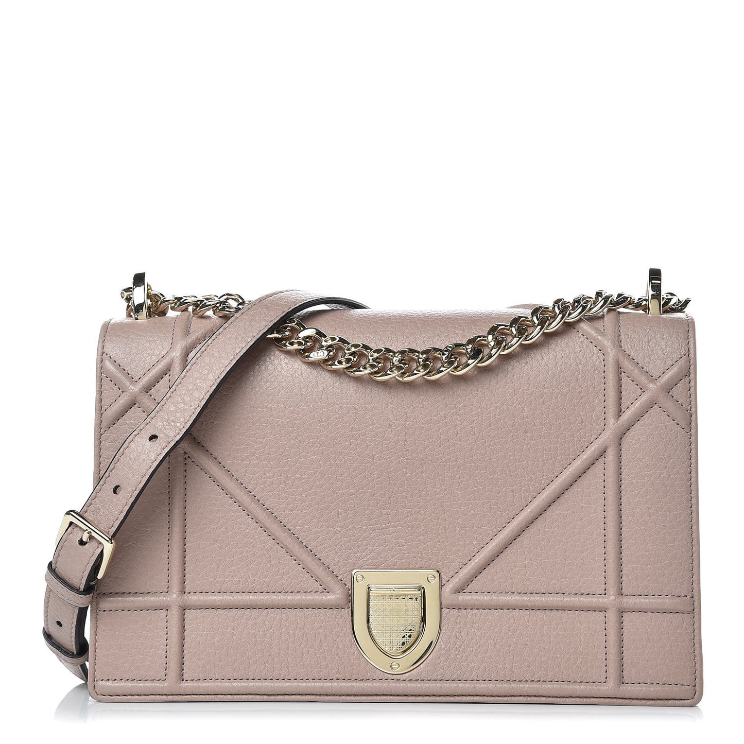 Grained Calfskin Medium Diorama Flap Bag Nude