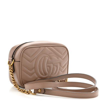 Gucci Calfskin Matelasse Mini GG Marmont Chain Shoulder Bag Porcelain Rose 3 of 10