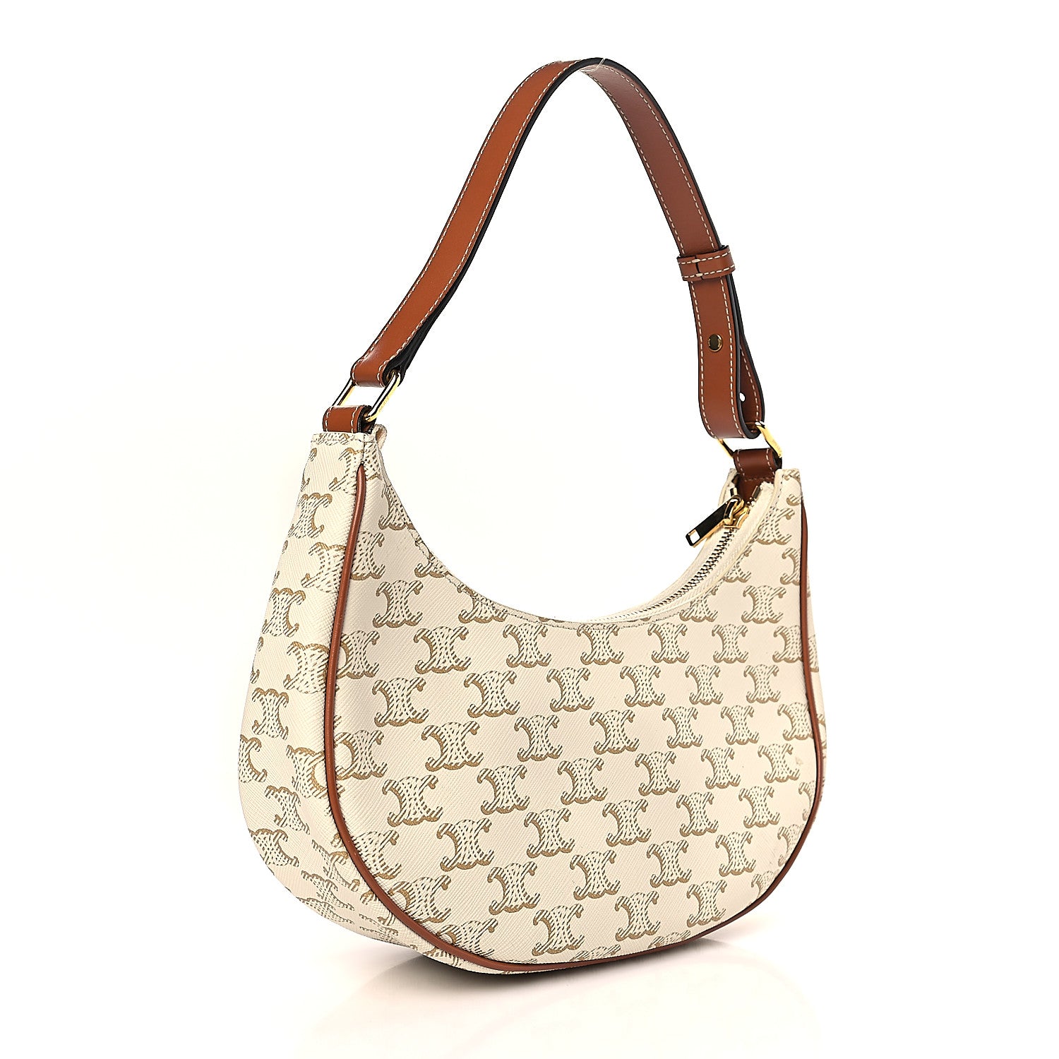 Celine Canvas Calfskin Ava Triomphe Shoulder Bag White 3 of 9
