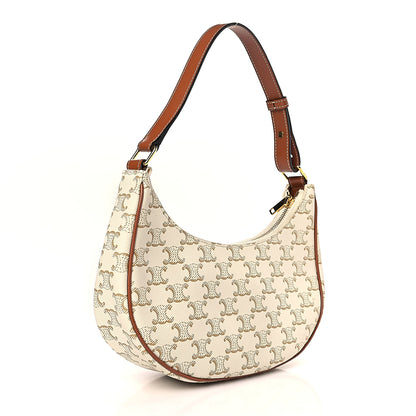 Celine Canvas Calfskin Ava Triomphe Shoulder Bag White 3 of 9