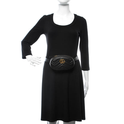 Gucci Calfskin Matelasse GG Marmont Belt Bag 105 42 Black 2 of 9
