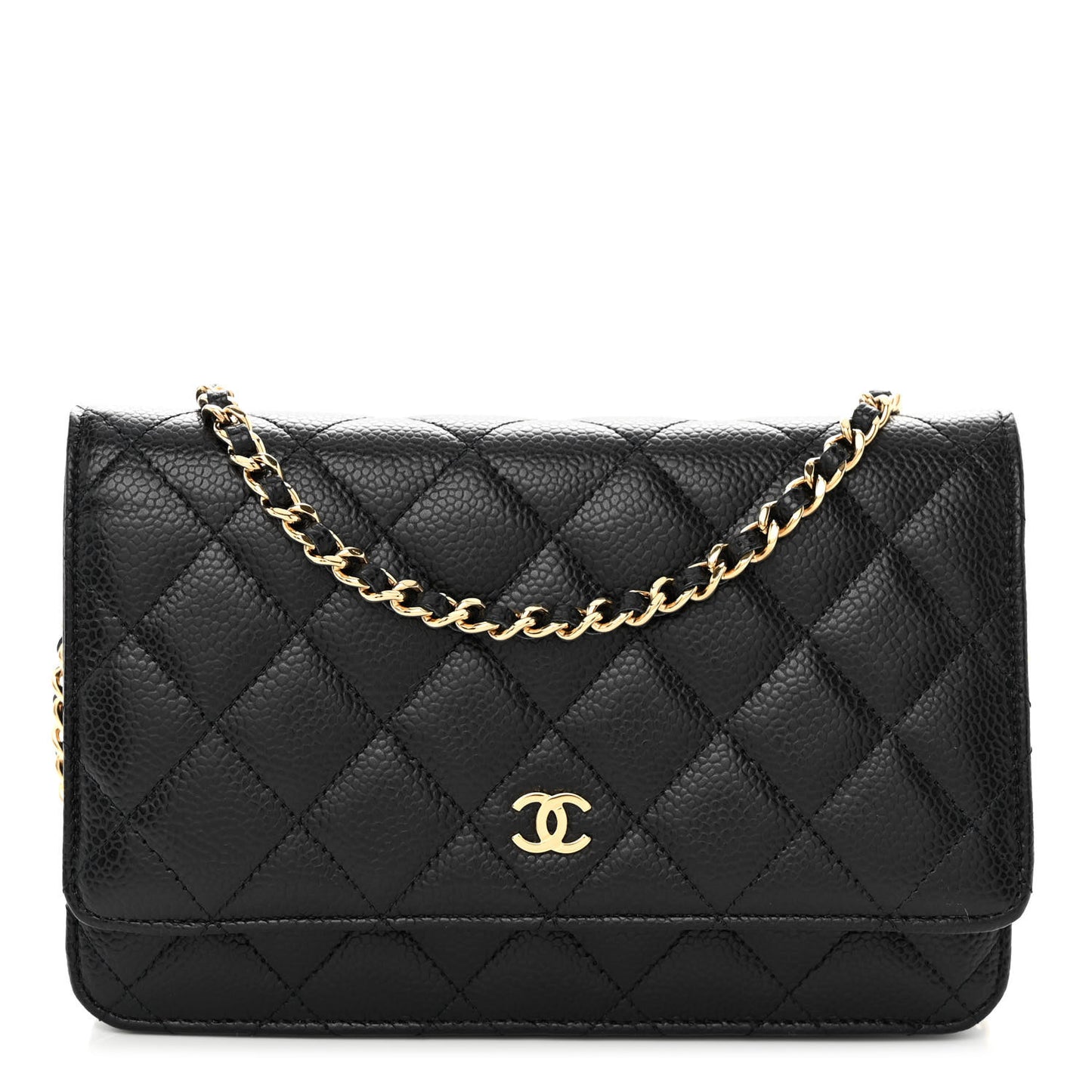Caviar Quilted Wallet on Chain WOC Black