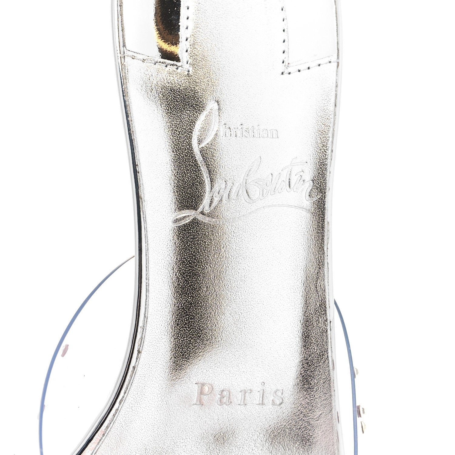 Christian Louboutin PVC Crystal Degramule Strass 85 Mules 37 Silver 7 of 7