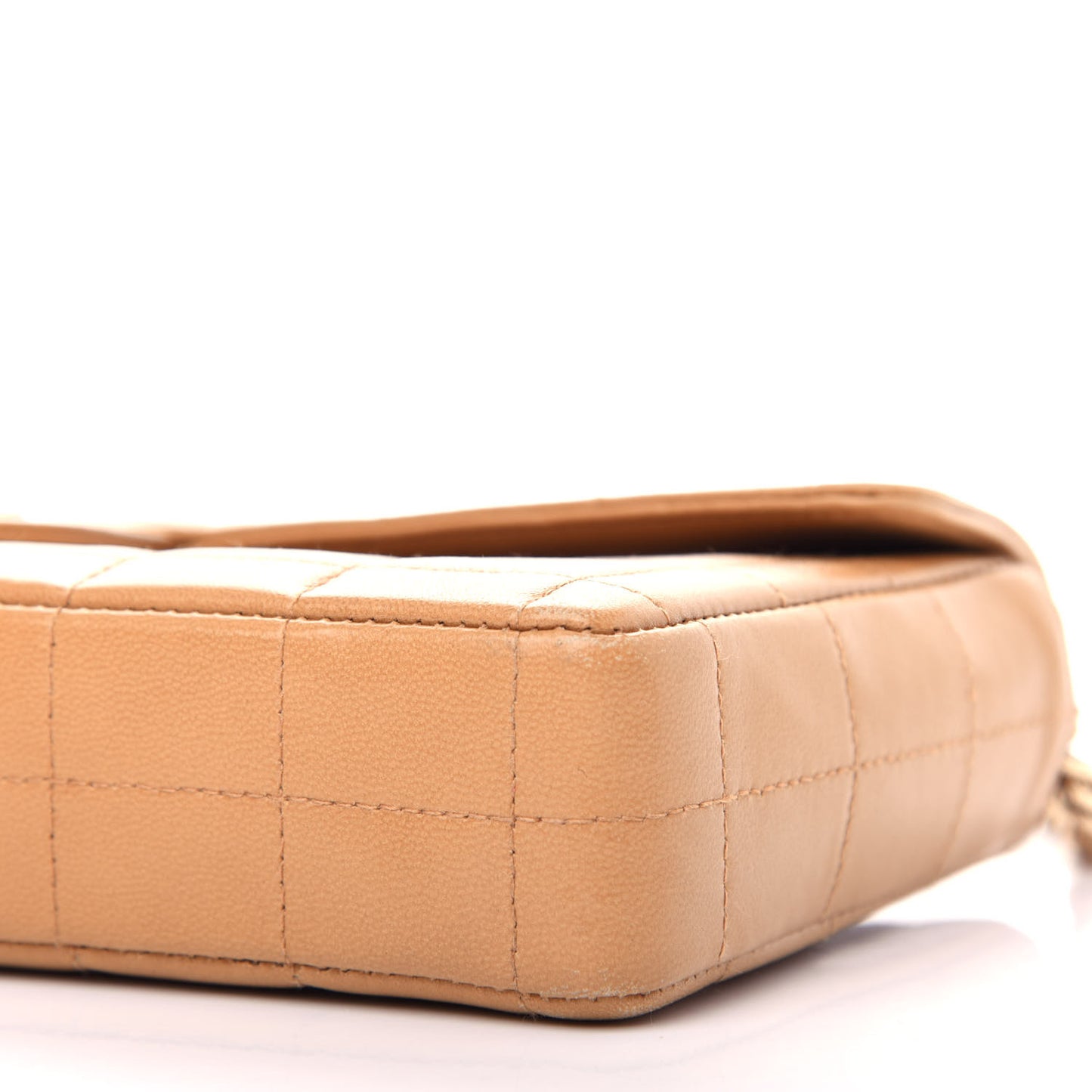 Lambskin East West Chocolate Bar Flap Beige