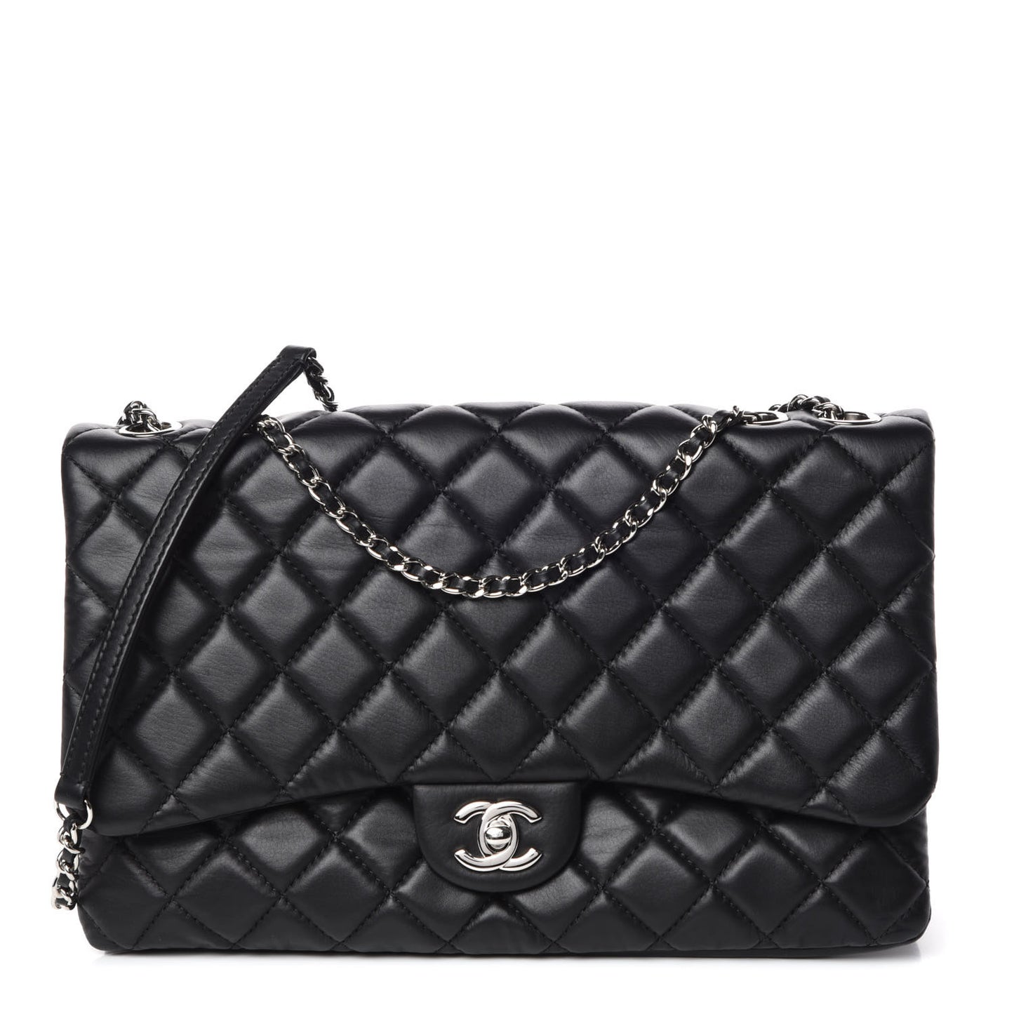 Calfskin Quilted Tender Touch Flap Bag Black