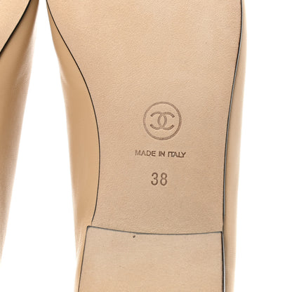 Chanel Lambskin Cap Toe CC Ballerina Flats 38 Beige Black 7 of 9