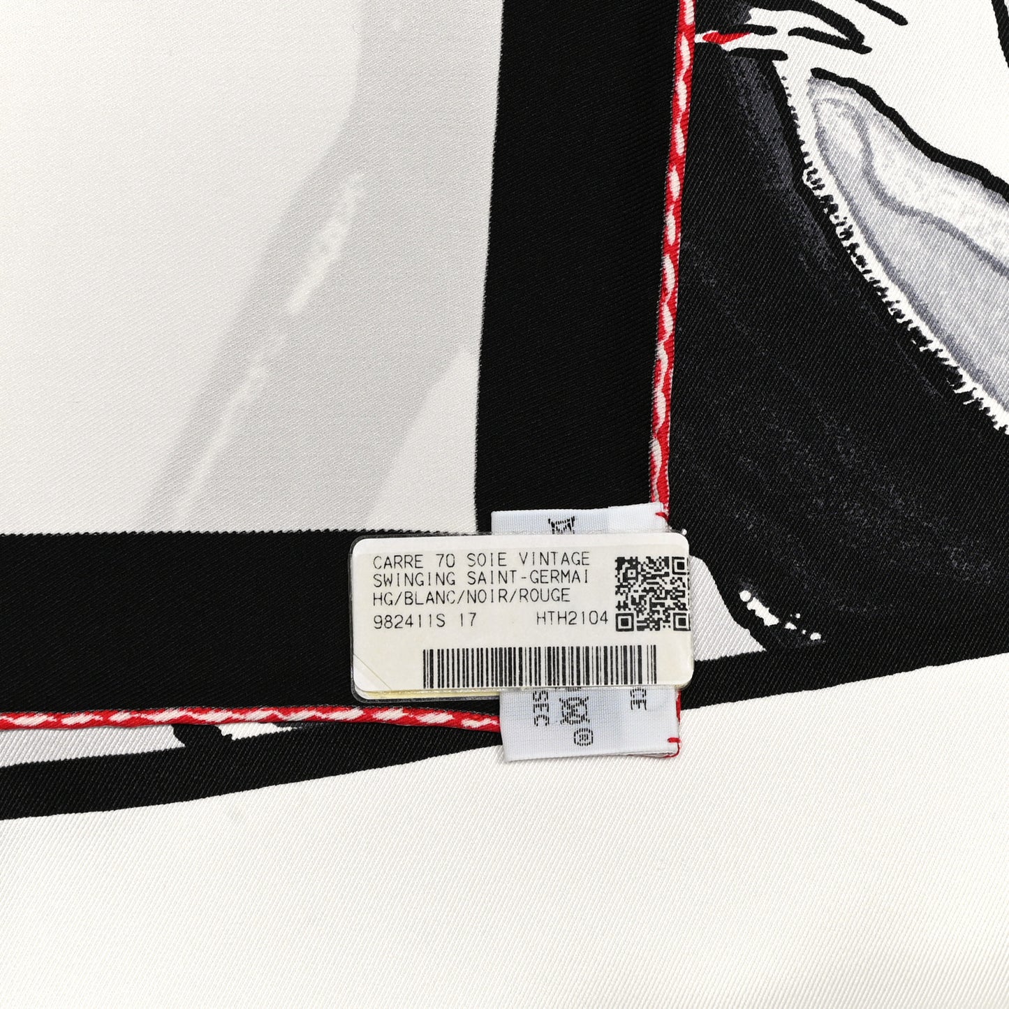 Silk Swinging Saint Germain Scarf 70 White Black Rouge
