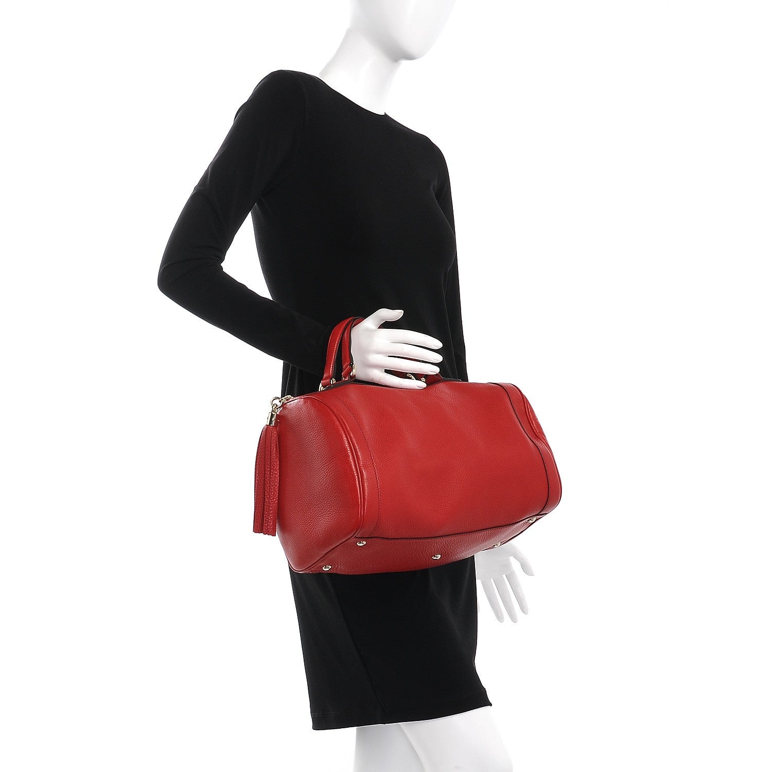 Gucci Pebbled Calfskin Medium Soho Boston Red 2 of 7