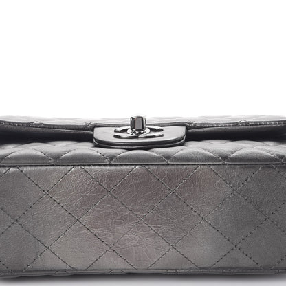 Chanel Metallic Lambskin Quilted Mini Rectangular Flap Dark Grey 10 of 11