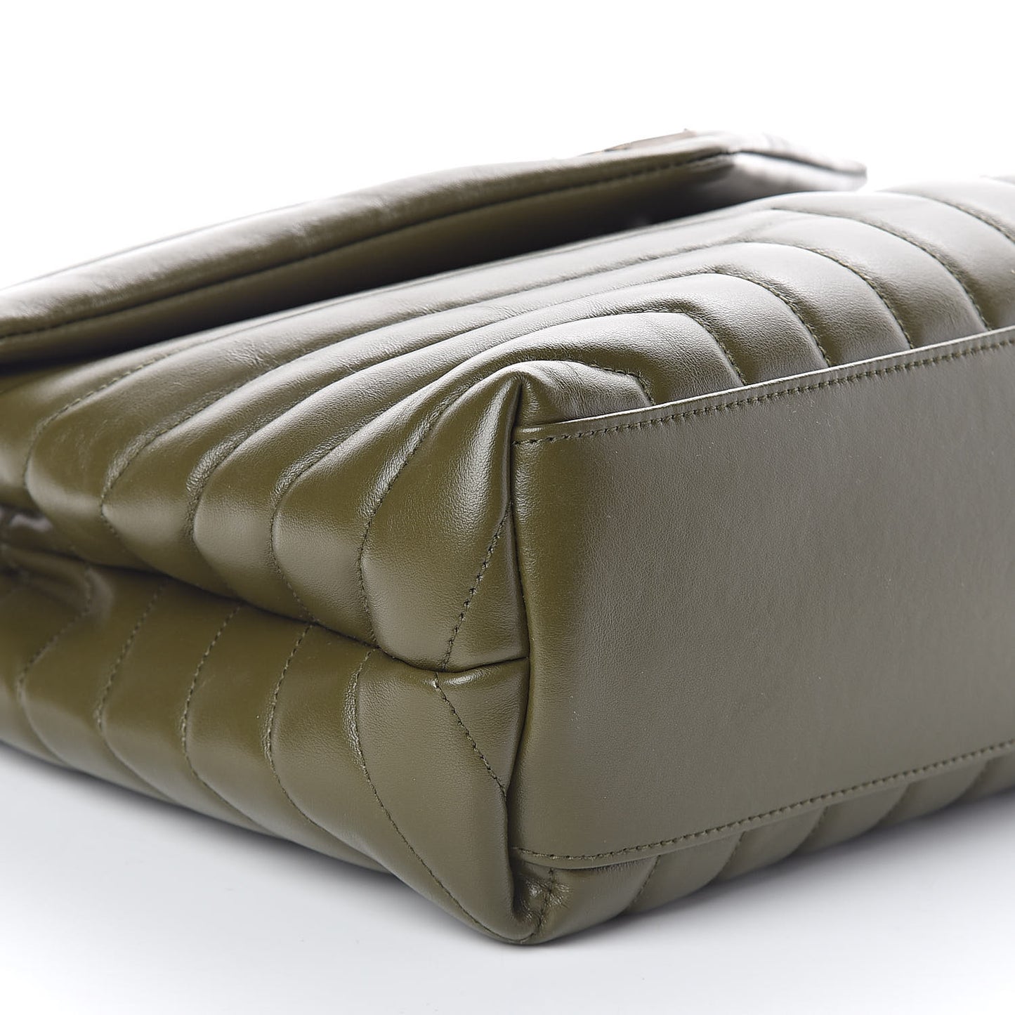 Calfskin Y Quilted Monogram Medium Loulou Chain Satchel Military Olive