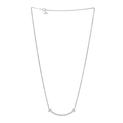 Tiffany 18K White Gold Diamond Medium Smile Pendant Necklace 3 of 6
