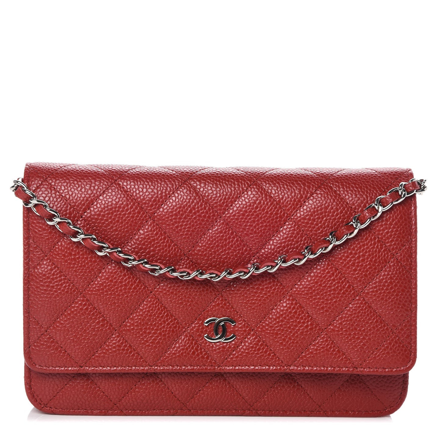 Caviar Quilted Wallet on Chain WOC Red