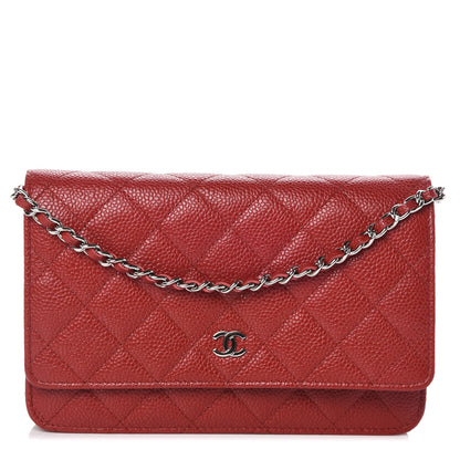 Chanel Caviar Quilted Wallet on Chain WOC Red 1 of 10