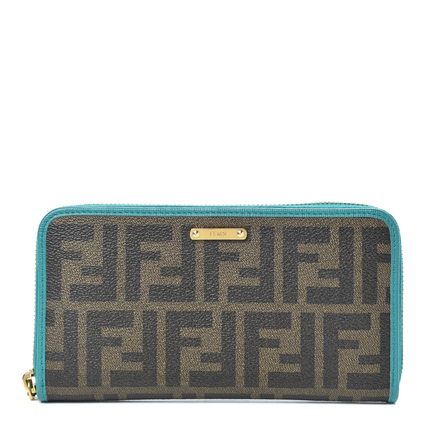 Fendi Zucca Spalmati Vitello Elite Zip Around Wallet Tobacco Lago 1 of 9