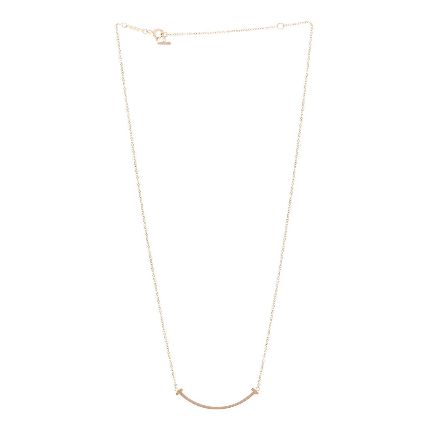 Tiffany 18K Rose Gold Small T Smile Pendant Necklace 3 of 4