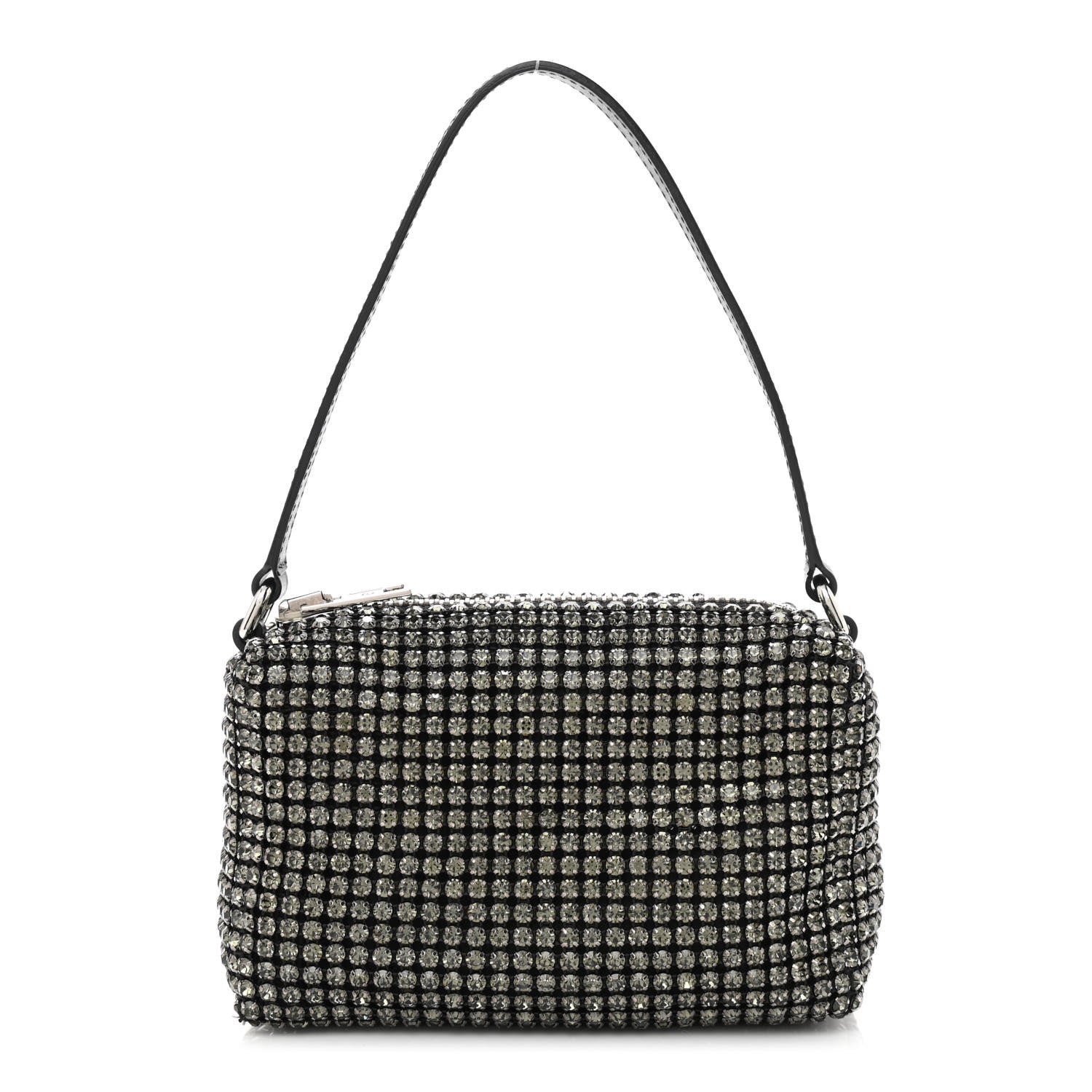 Alexander Wang Mesh Crystal Rhinestone Mini Heiress Pouch Black Silver 1 of 11