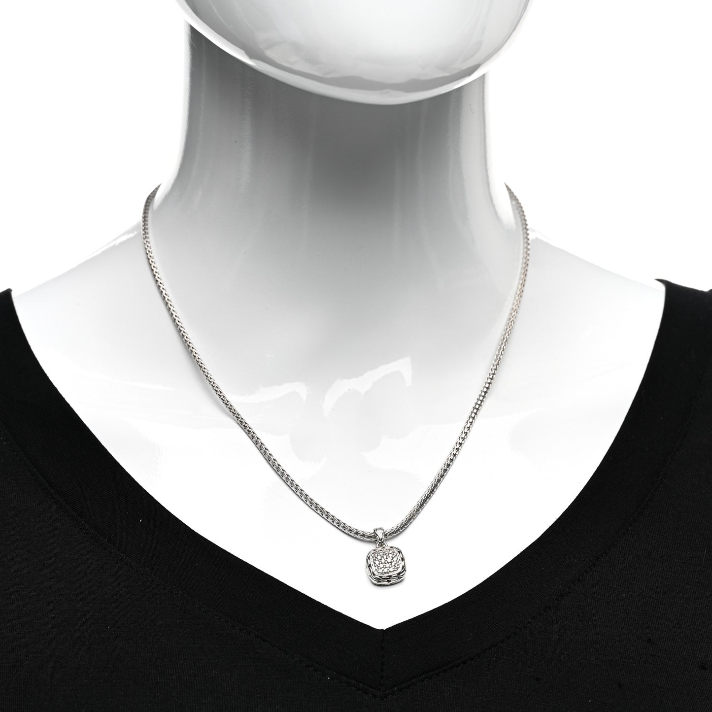 Sterling Silver Diamond Classic Chain Pendant Necklace