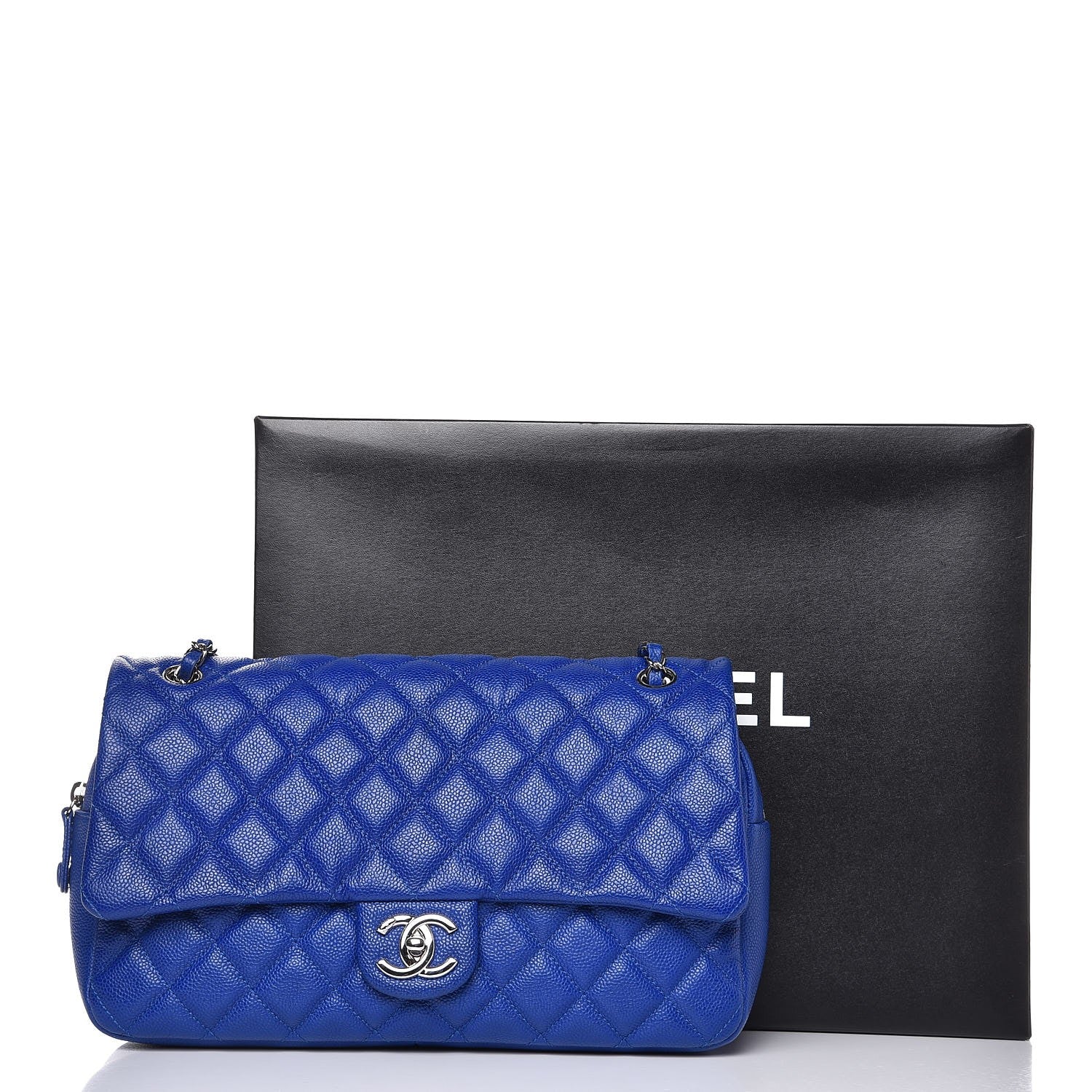 Chanel Caviar Quilted Jumbo Easy Flap Blue 9 of 9