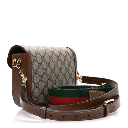 Gucci GG Supreme Monogram Web Mini Horsebit 1955 Shoulder Bag Beige Brown Sugar 3 of 10