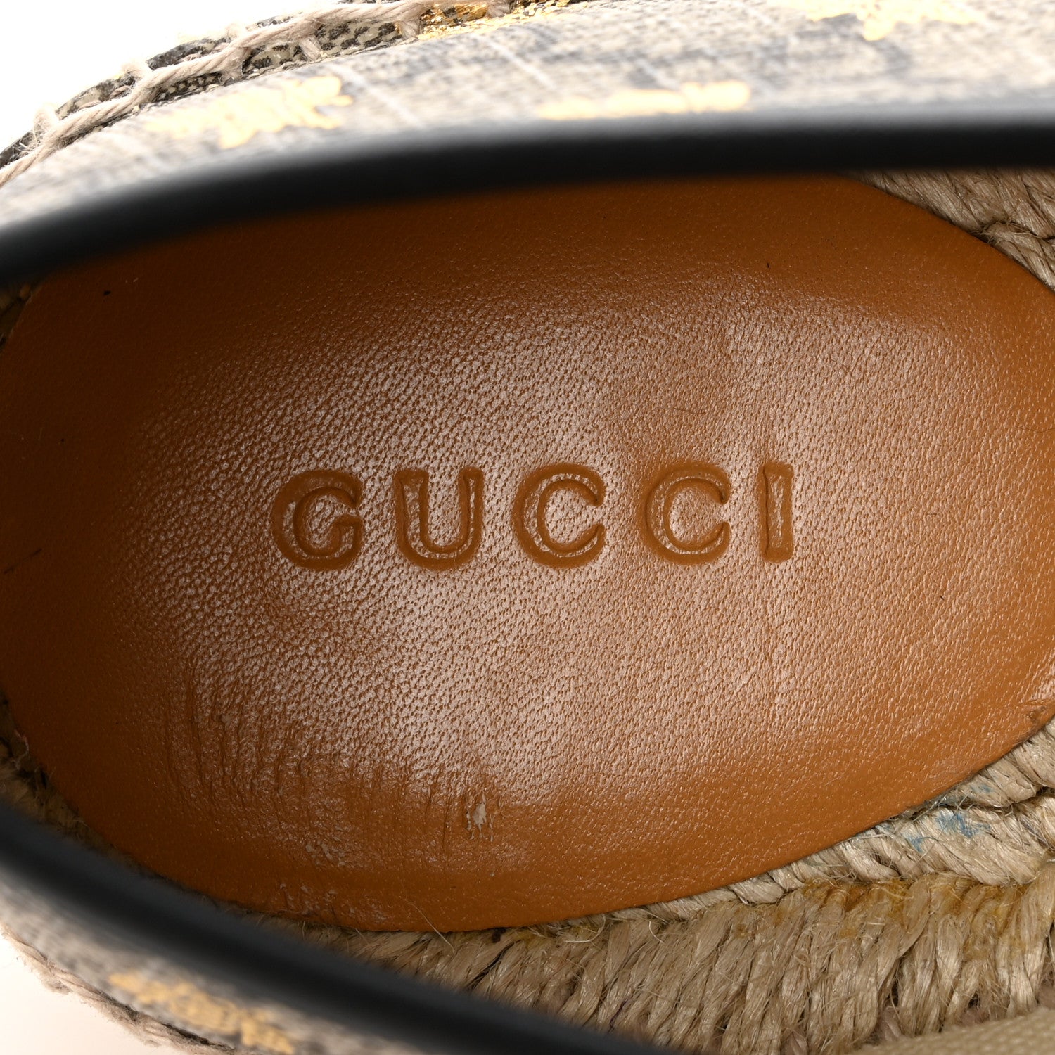 Gucci GG Supreme Monogram Bees Espadrille Flats 38 Beige Ebony Oro Black 8 of 9