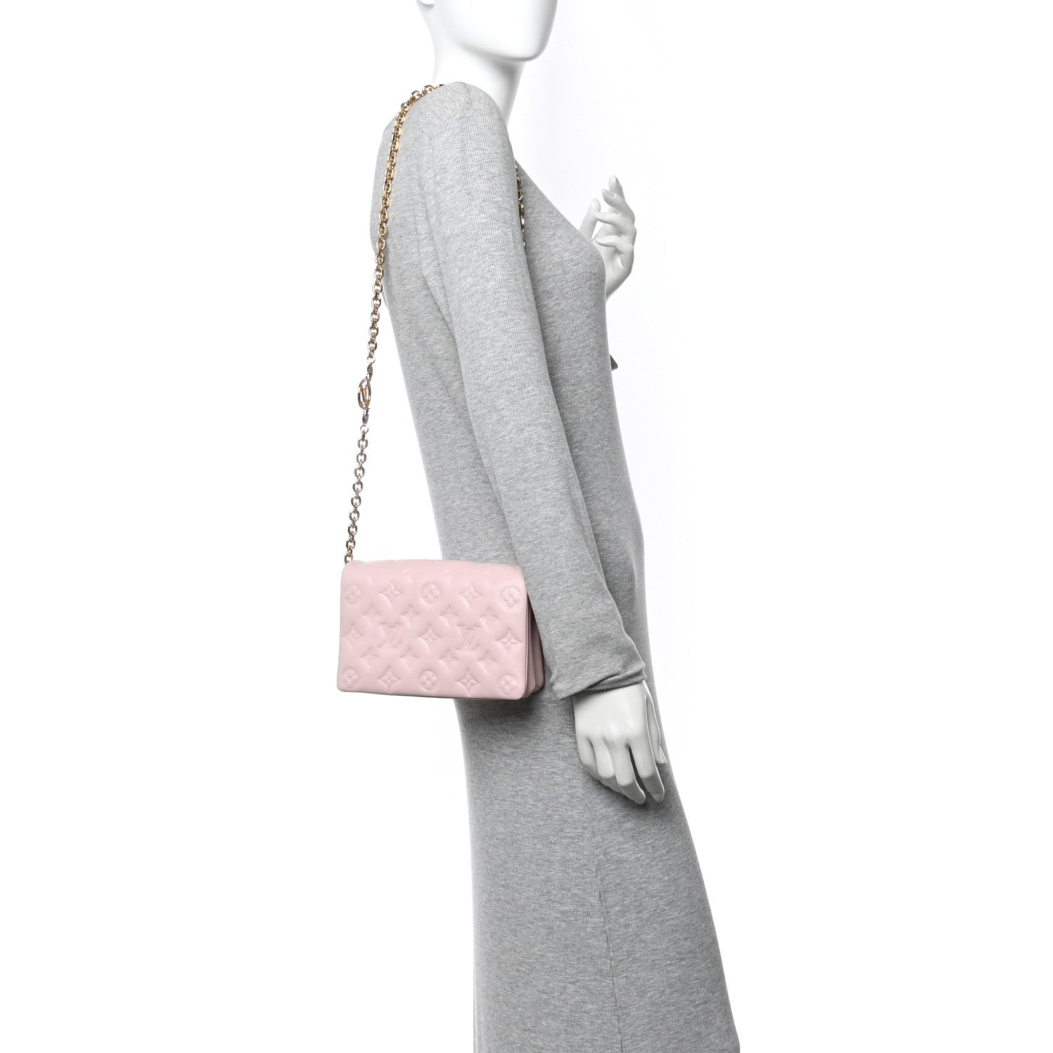 Louis Vuitton Lambskin Embossed Monogram Pochette Coussin Rose 2 of 10
