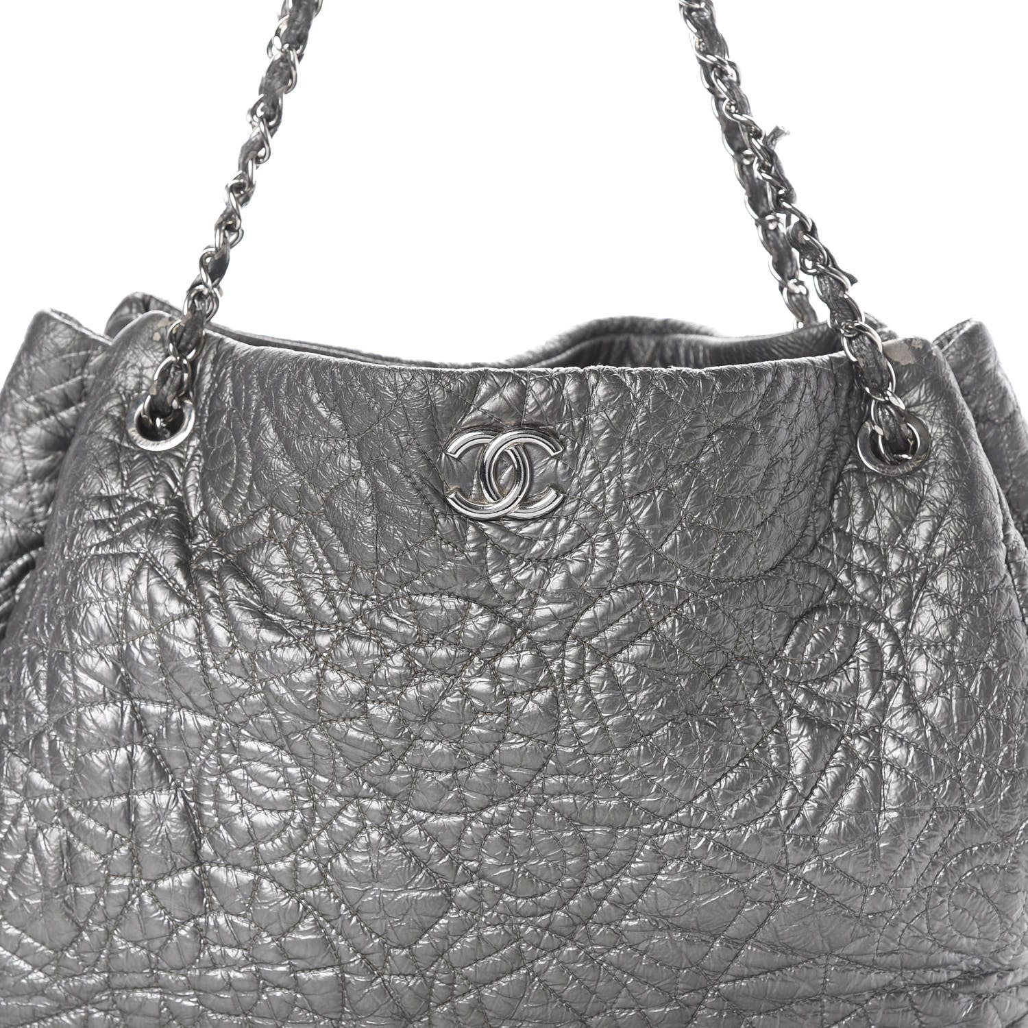 Chanel Vinyl Graphic Edge Tote Silver 7 of 21