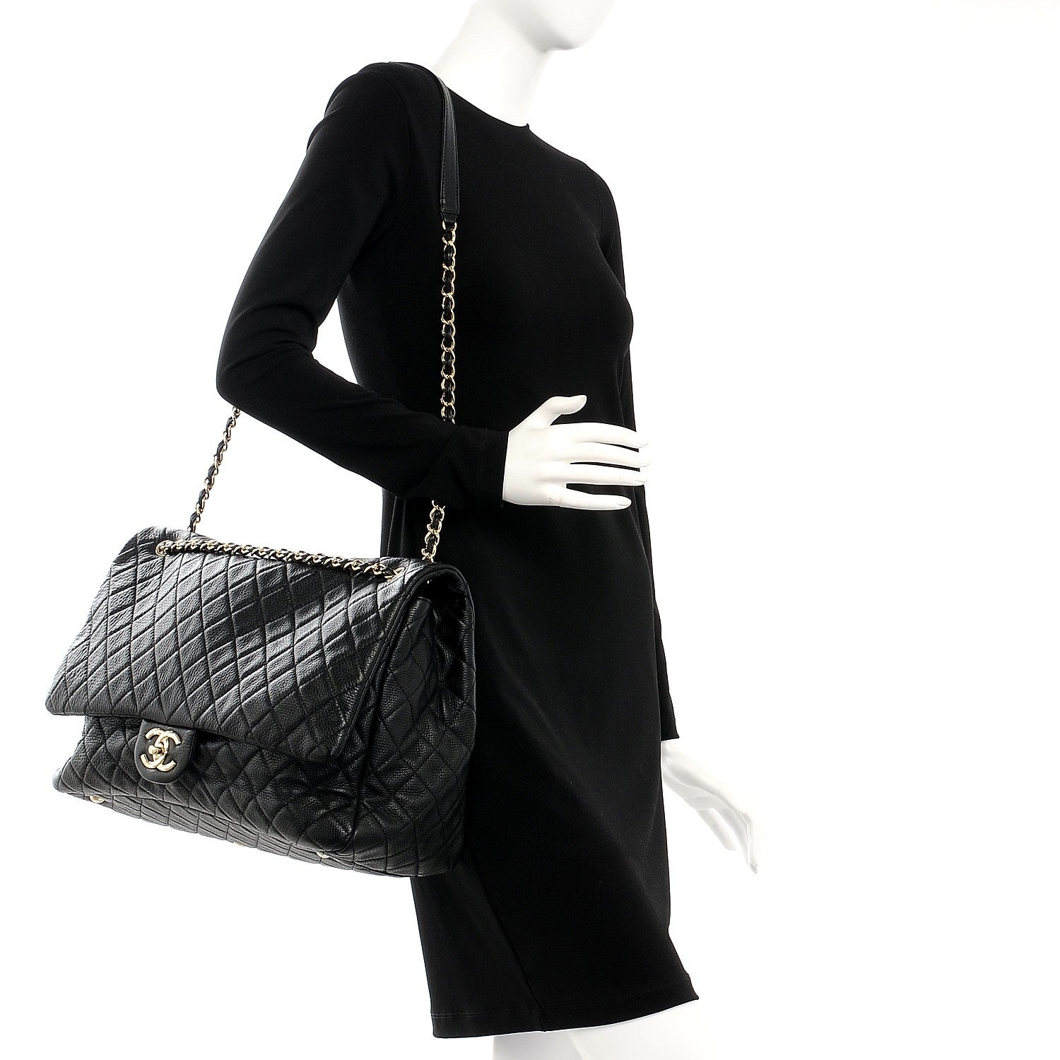 Chanel Calfskin Quilted XXL Travel Flap Bag Black 2 of 12