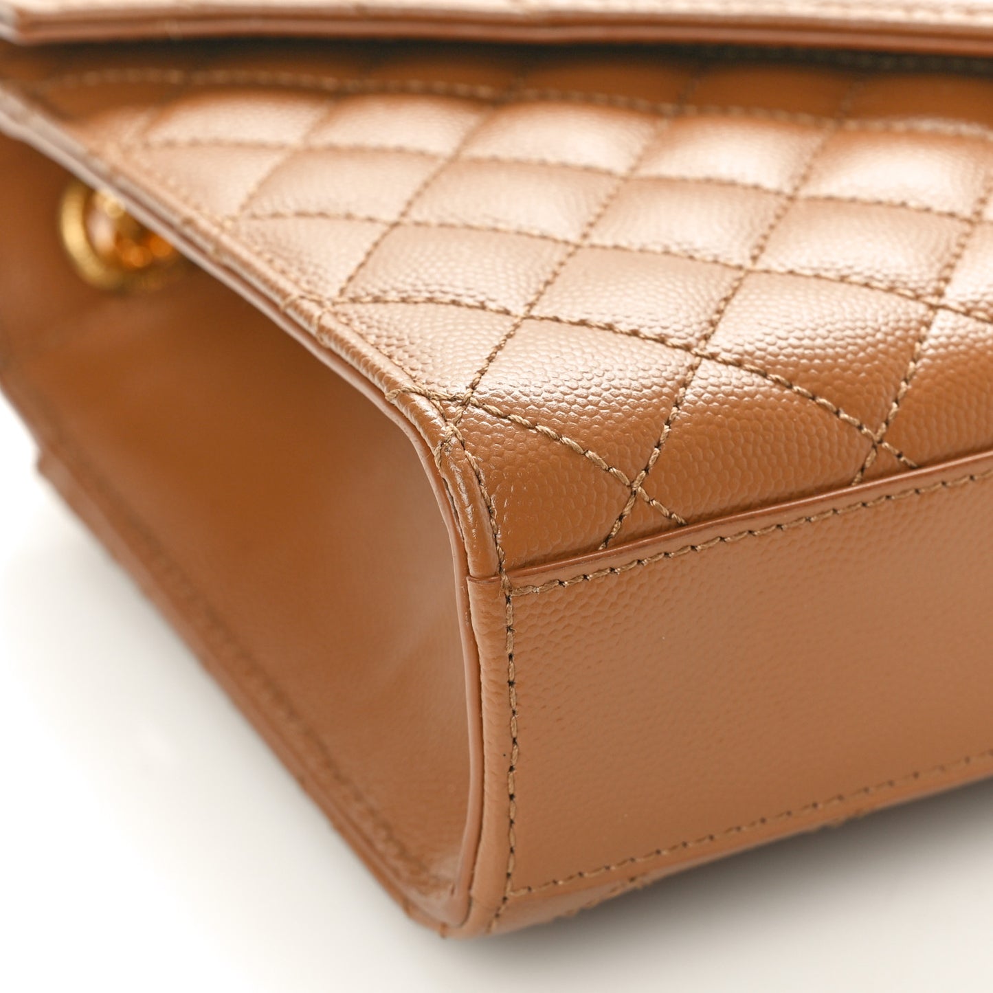 Grain De Poudre Textured Mixed Matelasse Medium Triquilt Monogram Satchel Dark Cork