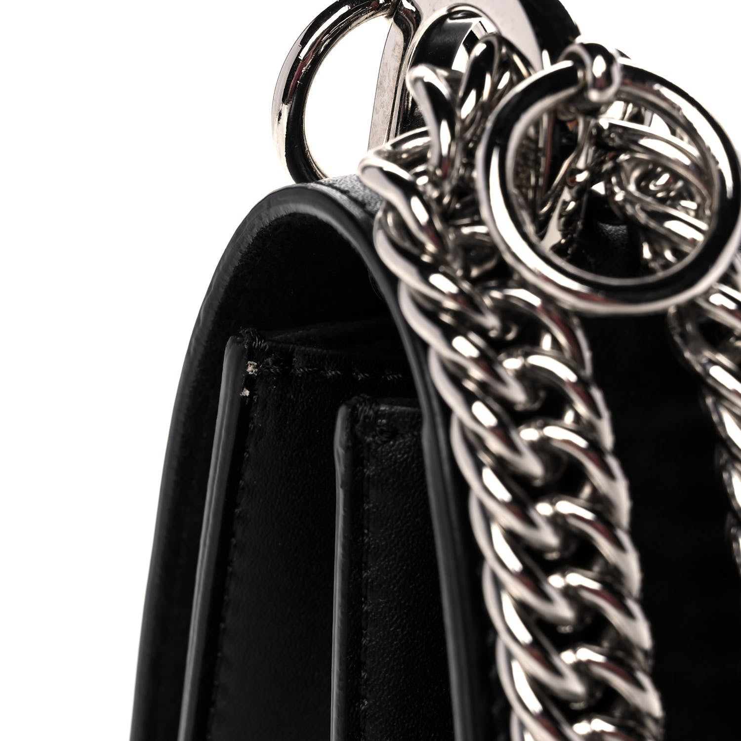Fendi Vitello Liberty Lucido Metal Monster Eyes Studded Small Kan I Shoulder Bag Black 13 of 14