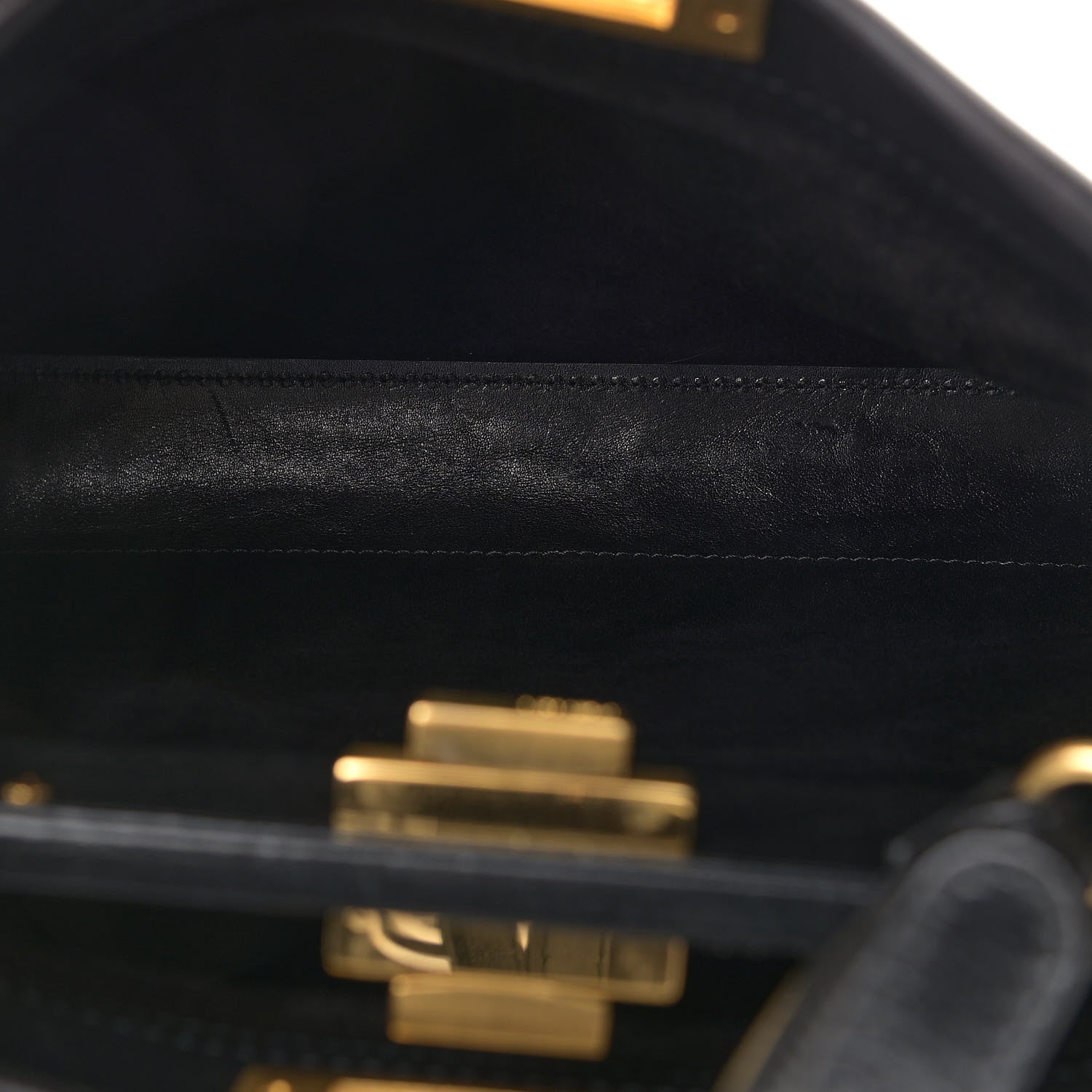 Fendi Vitello Saddle Medium Peekaboo Iconic Satchel Black 6 of 13