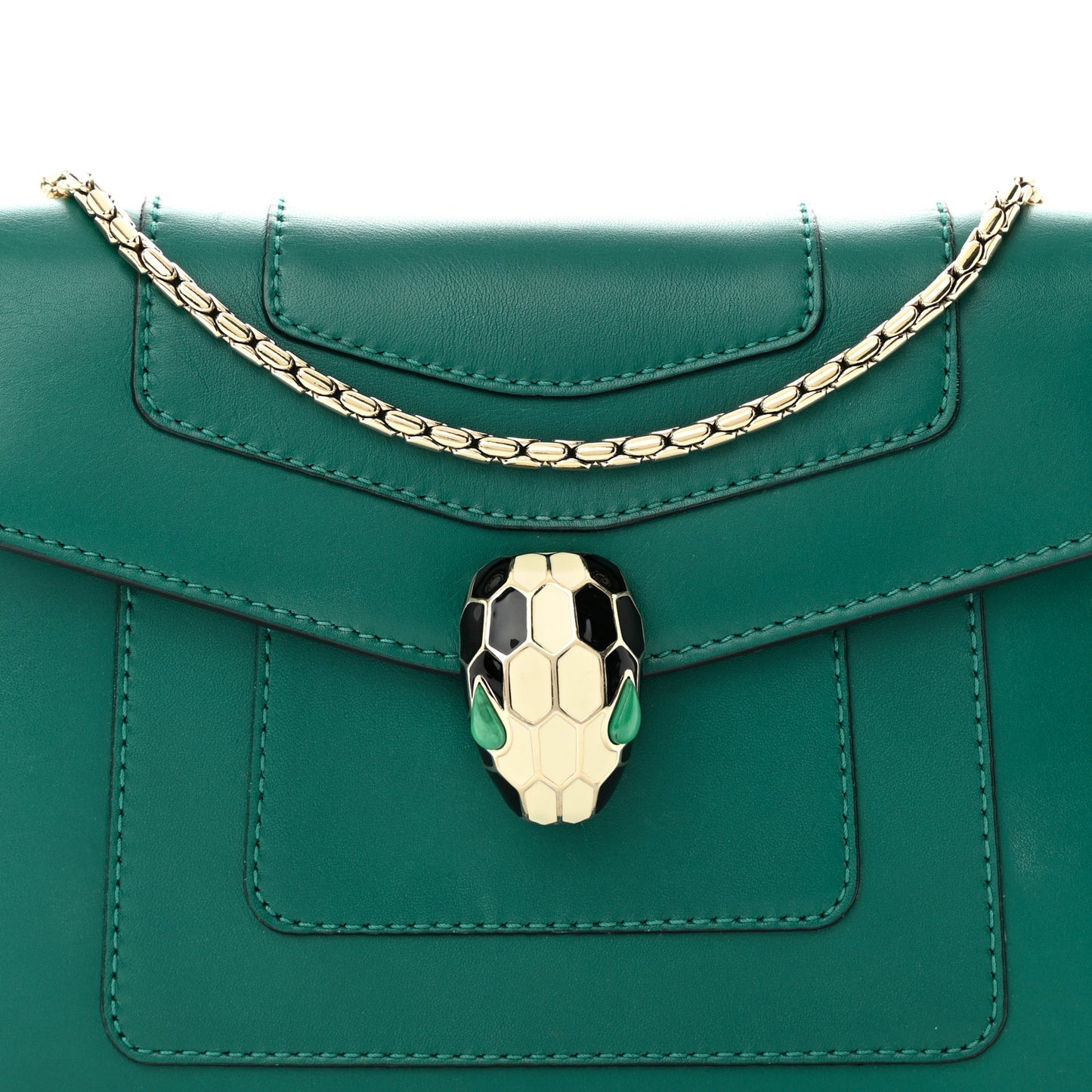 Calfskin Small Serpenti Forever Snake Strap Crossbody Bag Emerald Green