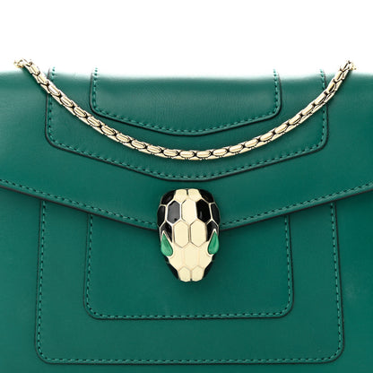 Bulgari Calfskin Small Serpenti Forever Snake Strap Crossbody Bag Emerald Green 8 of 17