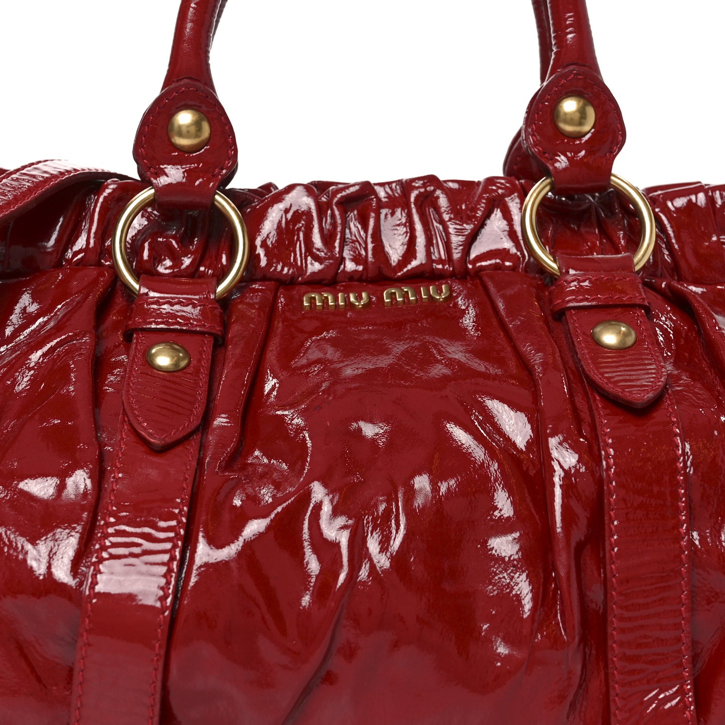 Vernice Patent Gathered Tote Rosso