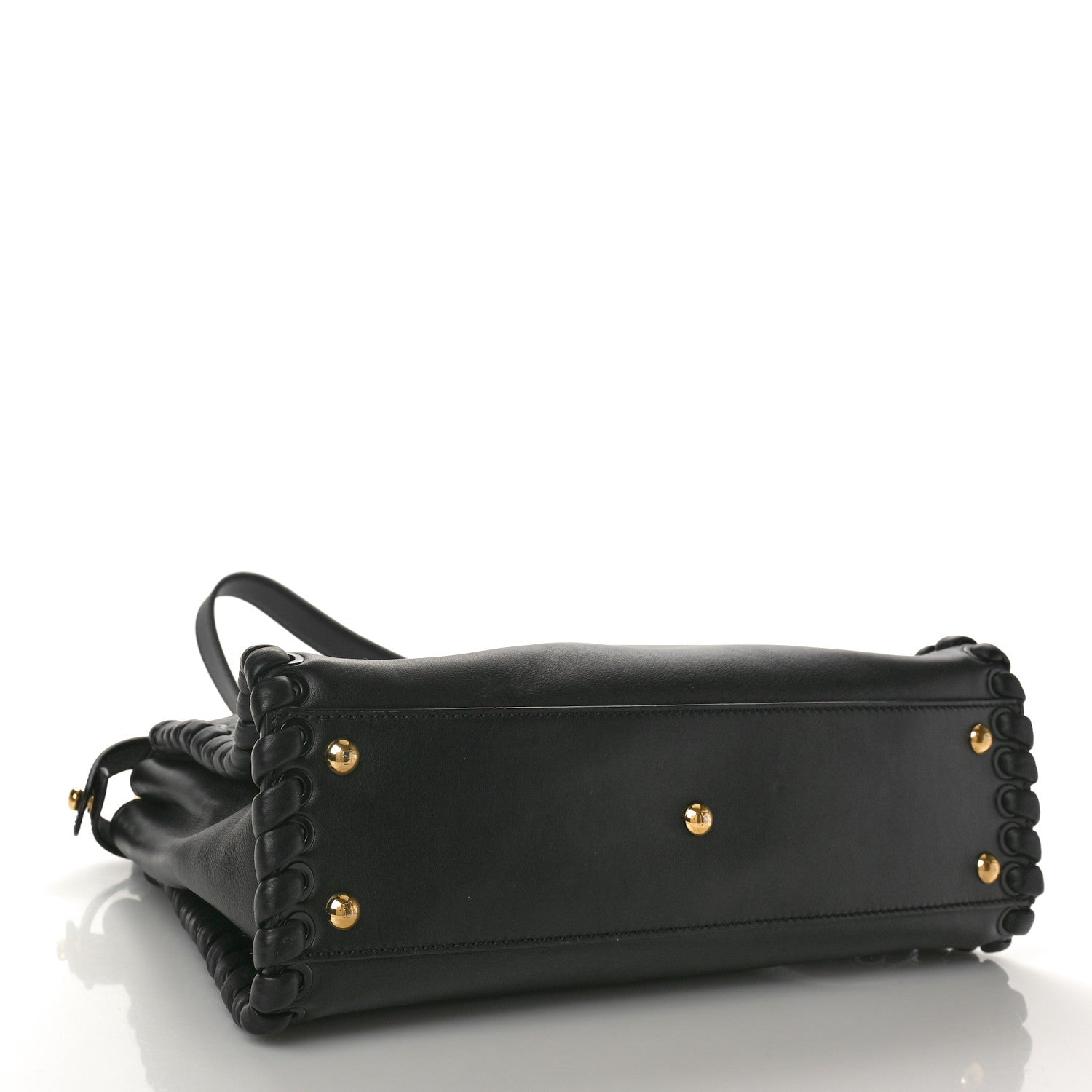 Fendi Vitello Seta Lace Up Medium Peekaboo Iconic Satchel Black 4 of 11