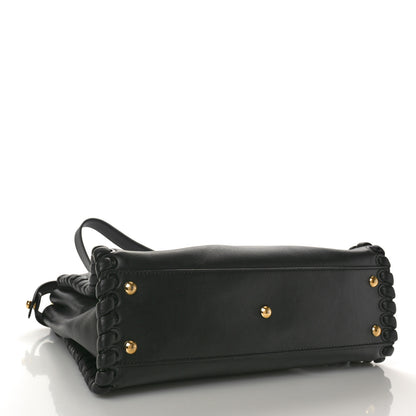 Fendi Vitello Seta Lace Up Medium Peekaboo Iconic Satchel Black 4 of 11