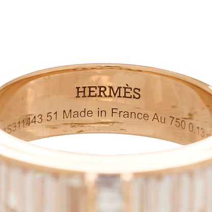 Hermes 18K Rose Gold Diamond PM Kellymorphose Baguettes Ring 51 5.75 5 of 7