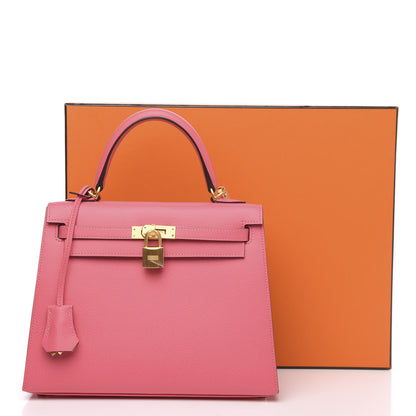 Hermes Epsom Horseshoe Kelly Sellier 28 Rose Azalee Gris Perle 10 of 10