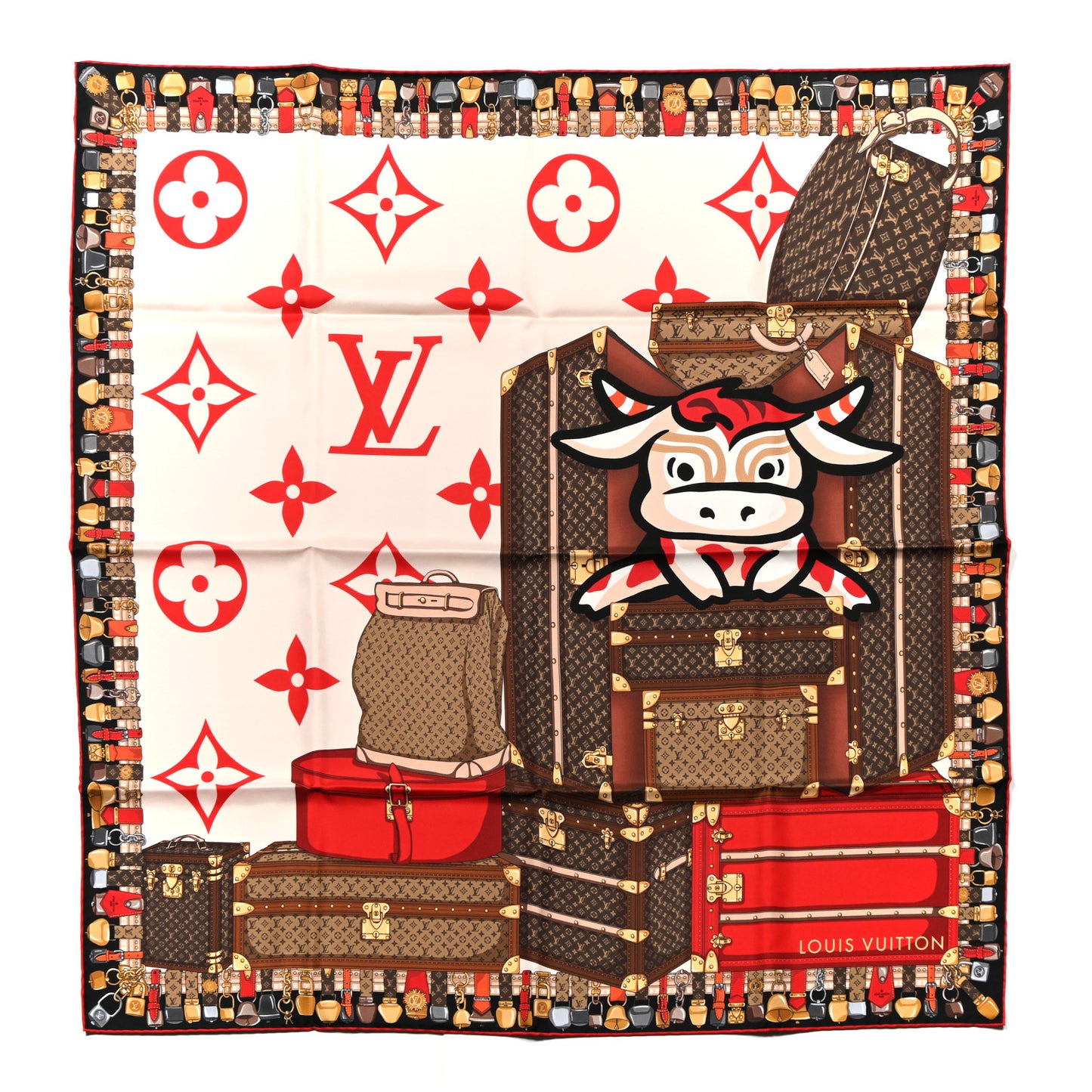 Silk Trunks Square Scarf Multicolor