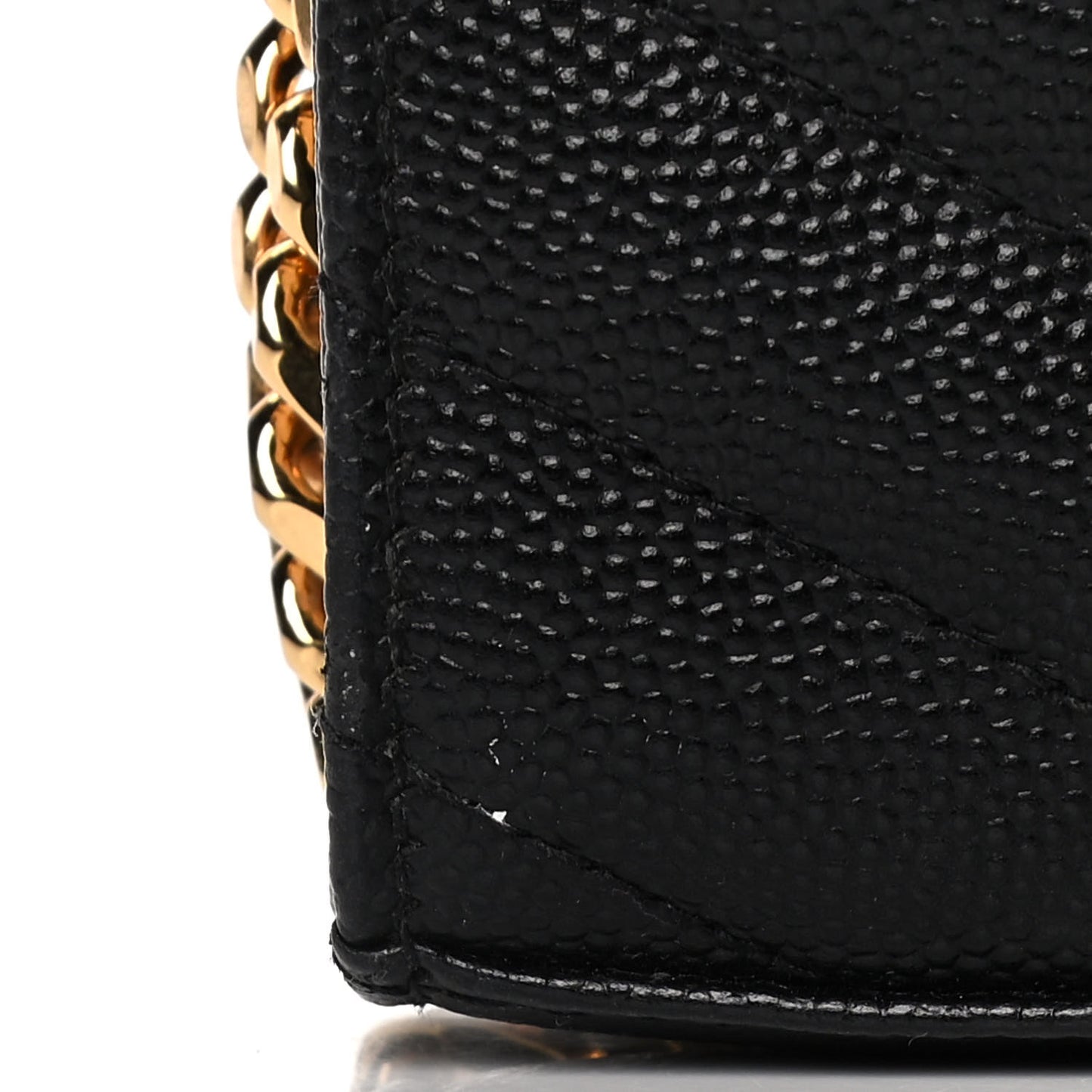 Grain De Poudre Matelasse Chevron Monogram Chain Wallet Black