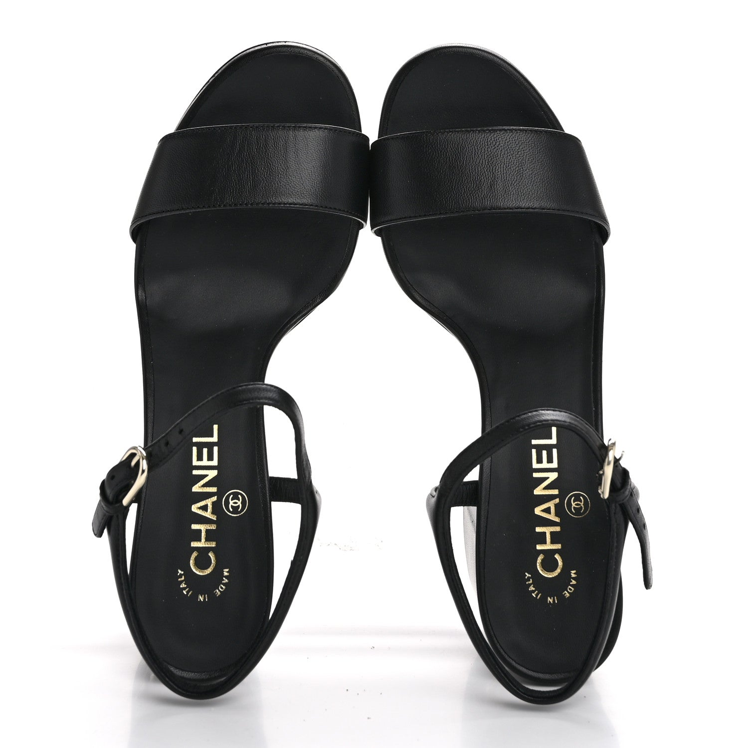 Chanel Lambskin Logo Platform Sandals 39 Black 2 of 11