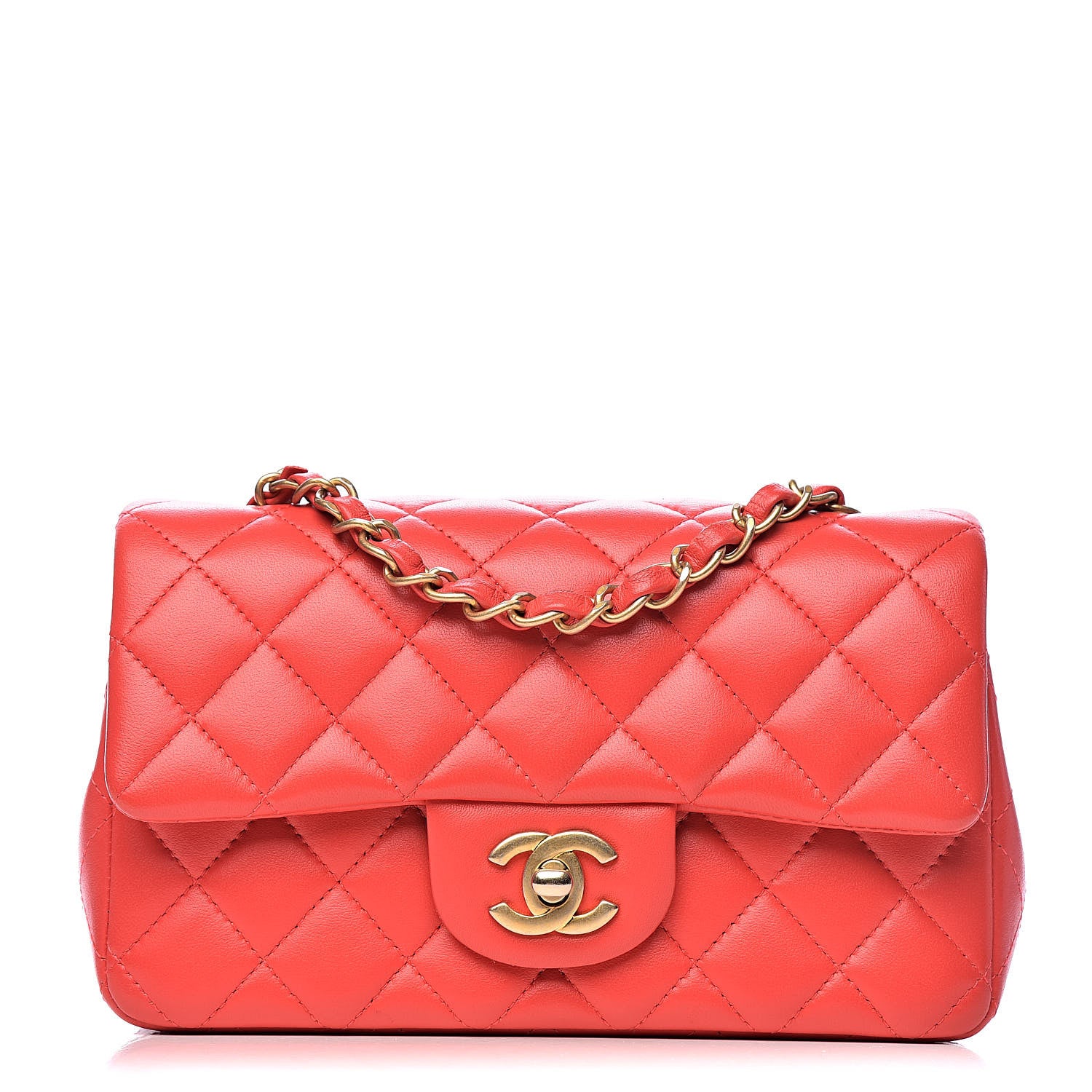 Chanel Lambskin Quilted Mini Rectangular Flap Red 1 of 10