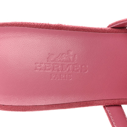 Hermes Suede Goatskin Satin Cute Sandals 36 Rose Aphrodite 7 of 9