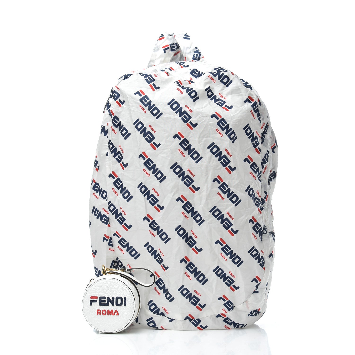 Fendi X FILA Calfskin Mania Backpack Help Bag Charm White Blueberry Multicolor 9 of 10