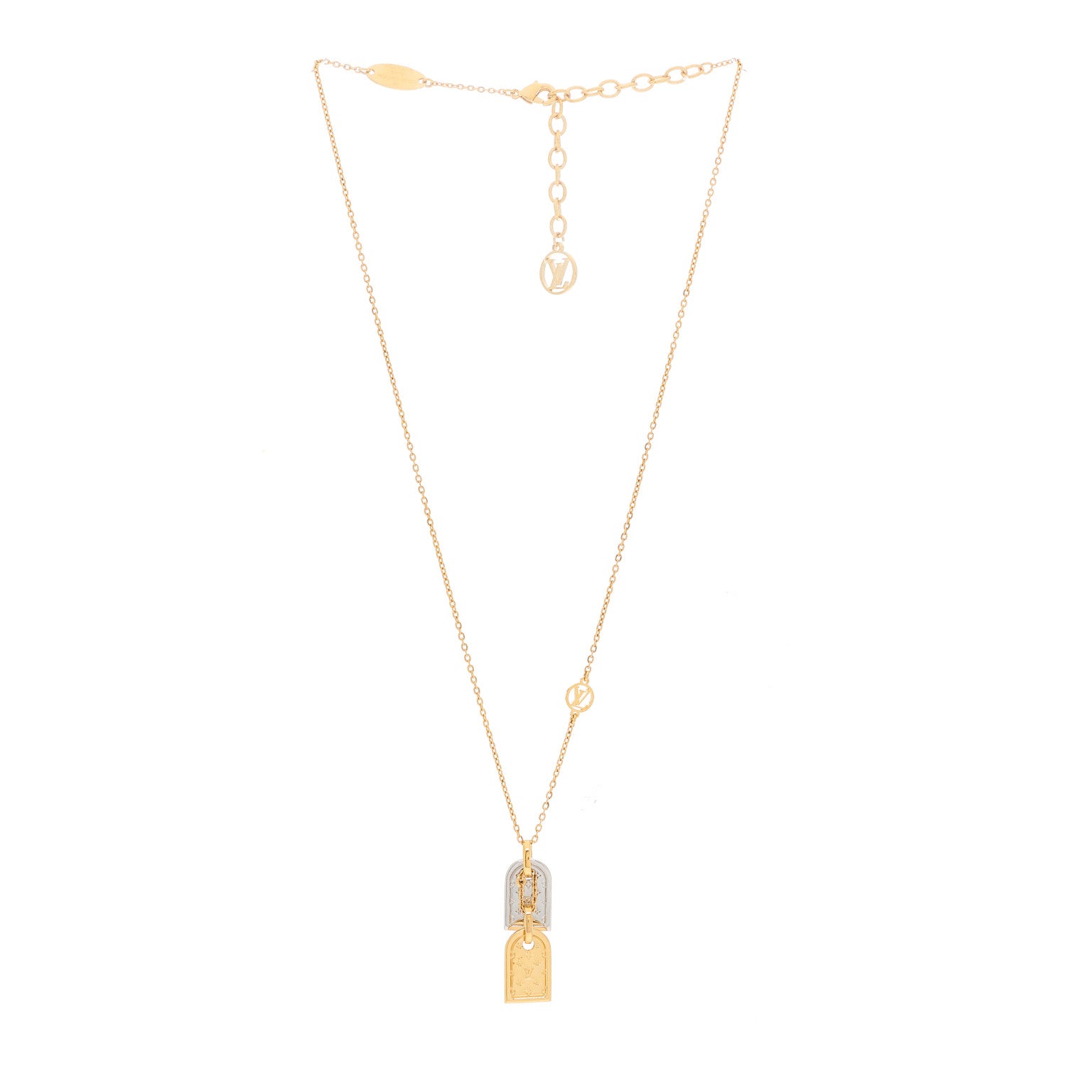 Louis Vuitton Nanogram Name Tag Necklace Gold 2 of 5